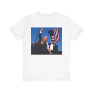 Donald Trump Shot, Fist Pump in front of American Flag T-Shirt in Pennsylvania