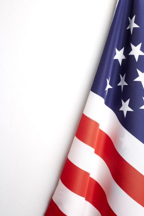 4th of july independence day American flags white background Empty space for text